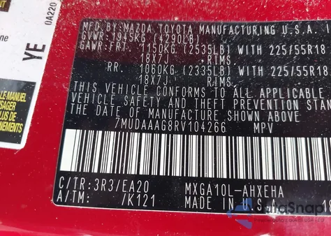 2024 Toyota Corolla Cross Xle из США, поврежденный, VIN 7MUDAAAG8RV104266